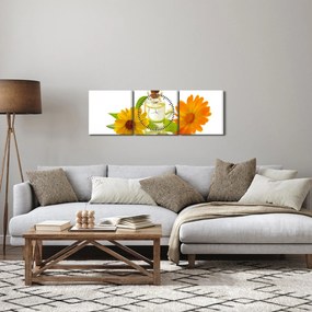 Tablou cu ulei de flori (cu ceas) (90x30 cm)
