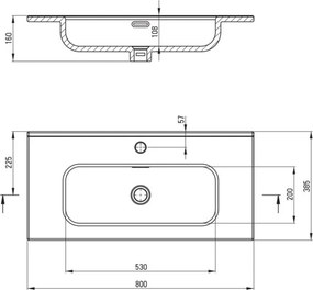 TUBO – Lavoar Ceramic Încadrat, cu Gaură pentru Baterie, 80 cm, CTU_6U8M Finisaj Alb 🏡✨