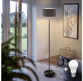 Lampă de podea LED TUNJA, 1x E27/20W/230V, Ø 30 cm, negru/taupe