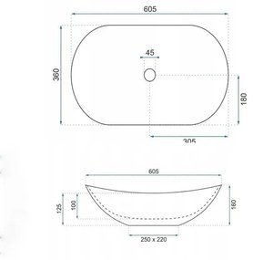 Lavoar pe blat Rea Royal model marmura Lava 60 cm