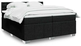 vidaXL Pat box spring cu saltea, negru, 200x200 cm, textil