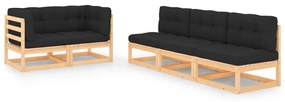3083755 vidaXL Set mobilier de grădină cu perne, 5 piese, lemn masiv de pin