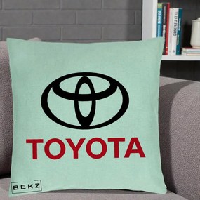 Perna Personalizata cu emblema Toyota, 40x40 cm, Verde Menta, Husa Detasabila, Perna Inclusa, BEKZ®