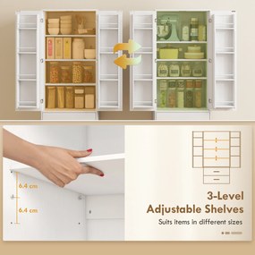 HOMCOM Dulap de Bucătărie cu 8 Rafturi pentru Condimente și 2 Sertare, 60x40x159 cm, Alb | Aosom Romania