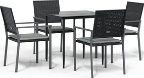 vidaXL Set mobilier de grădină cu perne, 5 piese, poliratan și oțel