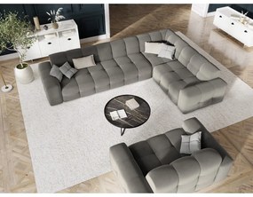 Colțar gri cu tapițerie din catifea (pe partea dreaptă) Kendal – Micadoni Home