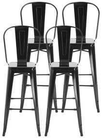 HOMCOM set 4 scaune din metal solid, 44x53x116 cm, negru | AOSOM RO