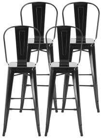 HOMCOM Set 4 Scaune Metalice Rezistente pentru Dining și Bucătărie Design Modern 44x53x116 cm Negru | Aosom Romania