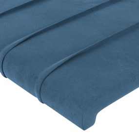 Cadru de pat cu tablie, albastru inchis, 100x200 cm, catifea Albastru inchis, 100 x 200 cm, Benzi orizontale