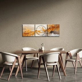 Tablou - Textura aurie (cu ceas) (90x30 cm)