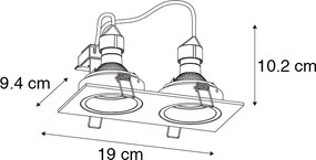 Spot încastrat inteligent negru, dreptunghiular, reglabil, incl. 2 WiFi GU10 - Chuck