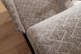 Set canapea extensibila, canapea fixa valentino - bej capuccino(beige capuccino) + fotoliu bej deschis cu forme romboidale pe tapiterie