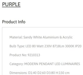 Lustra LED suspendata design circular PURPLE 3 ring alba
