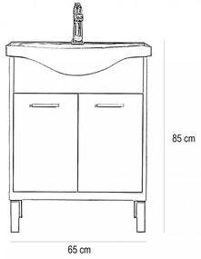 Dulap inferior Nerva 65 cm cu lavoar, ulm Rauna