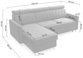 Colțar cu funcție de dormit Vario universal - gri șenil Wind 89