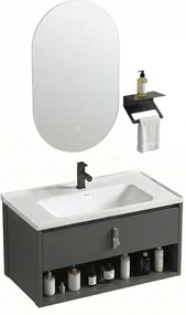 Set mobilier de baie cu lavoar Toledo 80cm Grey