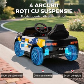 AIYAPLAY Mașină Electrică pentru Copii de Poliție cu Telecomandă și Muzică | Aosom Romania