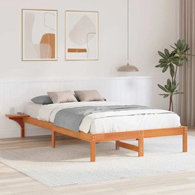 vidaXL Cadru de pat cu mese laterale Maro 120 x 190 cm Maroniu cerat