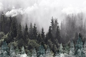 Tablou - Pădure cu elemente ilustrate (90x60 cm)