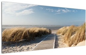 Tablou - Plaja cu nisip de pe insula Langeoog, Germania (120x50 cm)