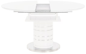 Masă dining extensibilă, alb extra lucios HG, diametru 120 cm, ZAMON