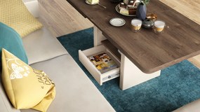 Mazzoni LEXUS Stejar Maro/Bej (Șampanie) - MĂSUȚĂ DE CAFEA EXTENSIBILĂ MODERNĂ