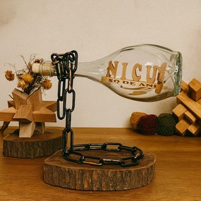 Sticla Artizanala Personalizata cu Nume + Suport Metalic