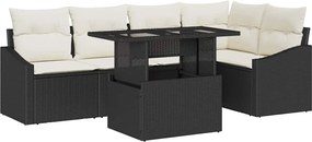 vidaXL Set de canapele pentru grădină cu pernă 6 pcs Negru și Crem