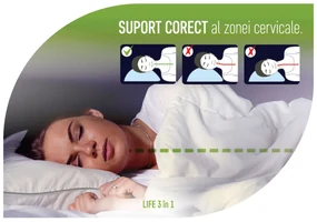 Perna Life 3 in 1, umplutura Nanofibra si fulgi Memory, 50x70 cm