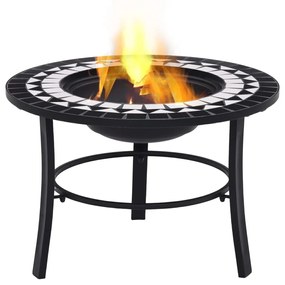 46721 vidaXL Vatră de foc cu mozaic, negru și alb, 68 cm, ceramică