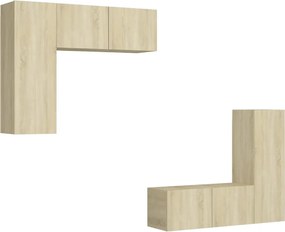 vidaXL Set de dulapuri TV, 4 piese, stejar sonoma, lemn prelucrat