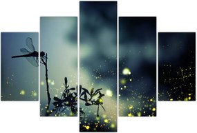 Tablou - Libelula în noaptea strălucitoare (150x105 cm)