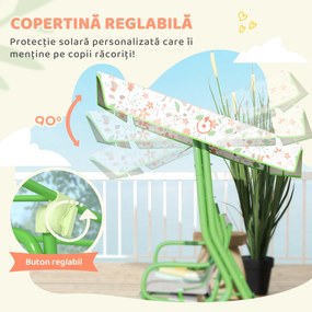 AIYAPLAY Leagăn pentru Copii cu Copertină Reglabilă și Centură de Siguranță, 120x112x75 cm, Verde | Aosom Romania