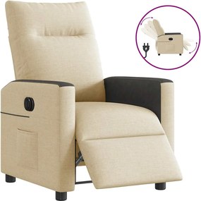 vidaXL Fotoliu rabatabil electric, crem, material textil