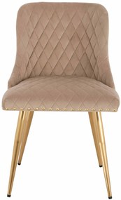 HR940 Scaun cu picioare aurii Latte din Catifea