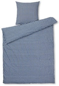 Lenjerie de pat albă/albastru-închis din țesătură crep pentru pat de o persoană 140x200 cm Bæk&amp;Bølge – JUNA