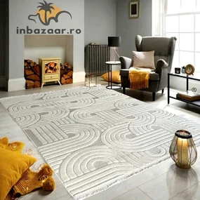 Covor 3D in relief acolade 678B diverse marimi Crem