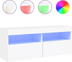 vidaXL Comodă TV de perete cu lumini LED, alb, 100x30x40 cm