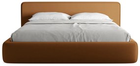 Pat matrimonial teracotă tapițat cu spațiu de depozitare cu somieră 180x200 cm Kiana – Makamii