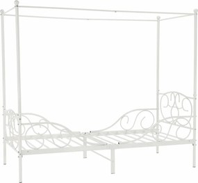Pat metalic cu baldachin,  alb, 90x200, ADELISA