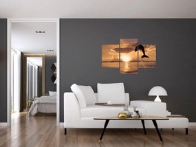 Tablou - Delfin la apus de soare (90x60 cm)
