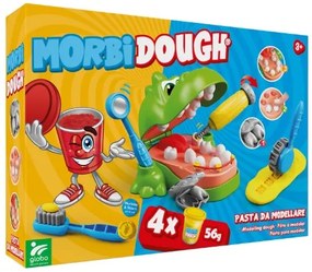 PLASTILINA CROCODIL LA DENTIST, PENTRU COPII, 4 X 56 G, DIVERSE CULORI - GLOBO KIDEA (GL40871)