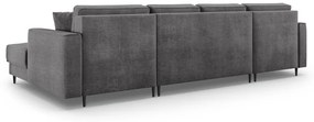 Coltar extensibil Fano 6 locuri gri picioare negre – L323 x l174 x h89 cm