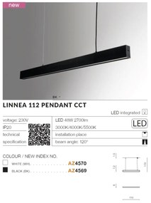 Lustra LED moderna design minimalist LINNEA 112cm neagra