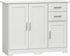 HOMCOM Bufet Modern din Lemn cu 2 Sertare și 2 Dulapuri, 100x40x78 cm, Alb | Aosom Romania