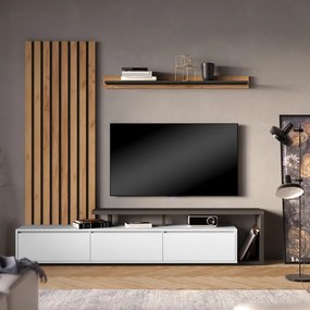 Set Living Klass PAL Stejar - Gri-Antracit 225x37.6x210cm