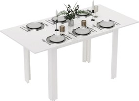 HOMCOM Masă extensibilă, 120-160 x 70 cm, masă reglabilă de bucătărie pentru 4-6 persoane, MDF, alb lucios | Aosom Romania