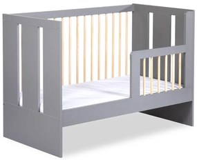 Expedo Pătuț cu barieră NORBET + spațiu de depozitare,124x85x66,gri/lemn