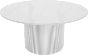 Măsuţă de cafea, marmură albă/MDF, diametru 80 cm, MAHIR TYP 1