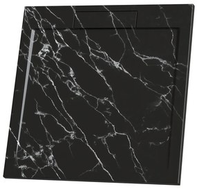 Cadita compozit pentru dus Inter Ceramic patrata 90x90 cm negru mat finisaj marmura